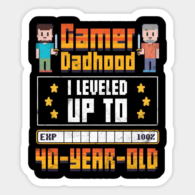 Best Father Gamer Dad 40 Years Sticker by avshirtnation